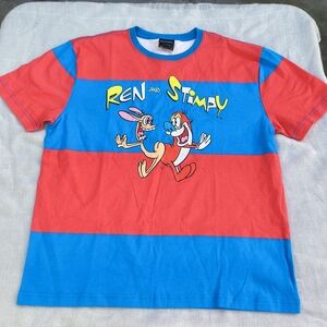 Ren and Stimpy Red and Blue Short Sleeve Tee